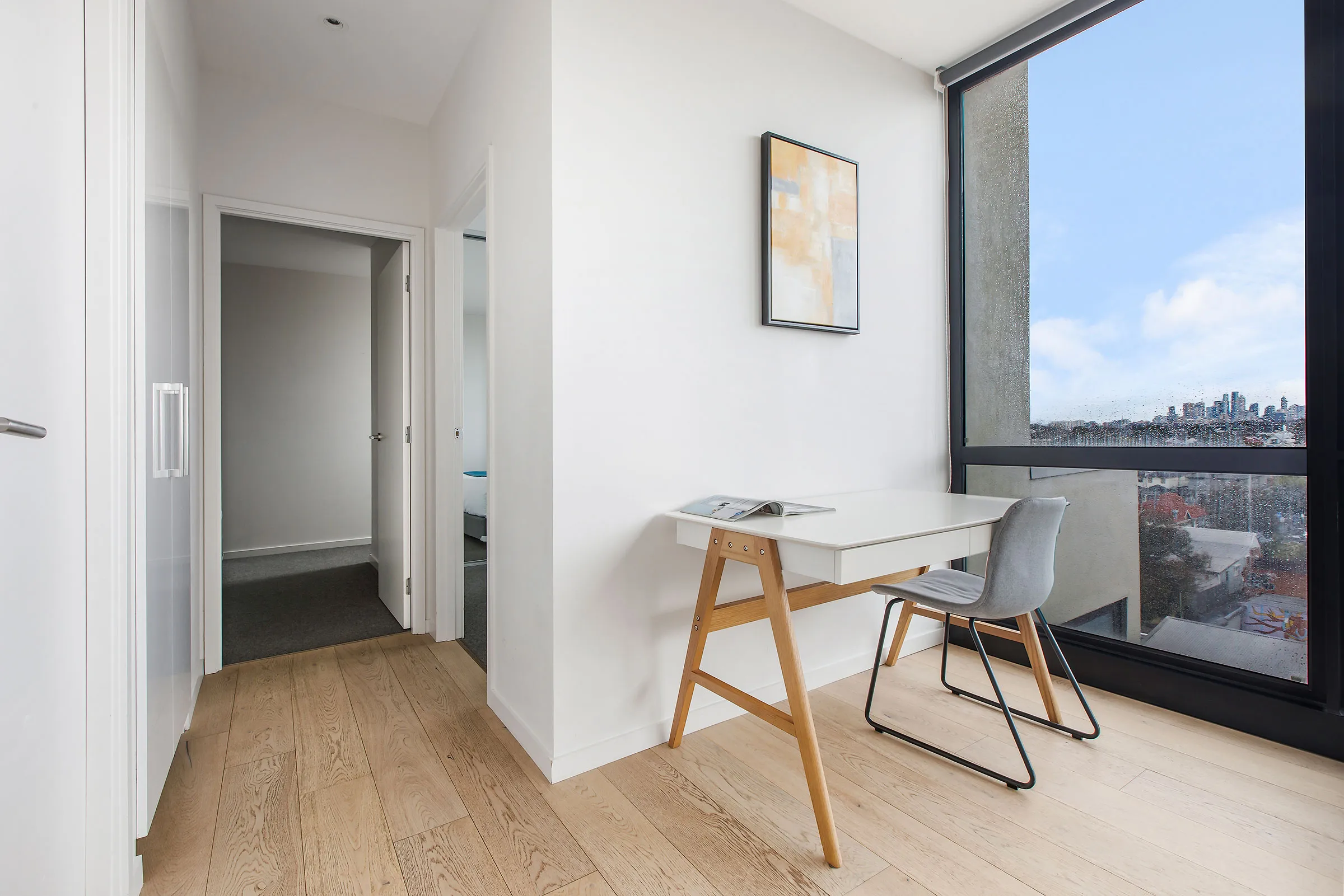 Dedicated workspace with city views